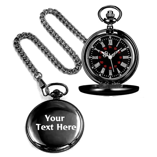 Image of Tiong Smooth Pocket Watch,Personalized Pocket Watch,Customized Watches for Men,Engraved Pocket Watches for Father's Day with Chain