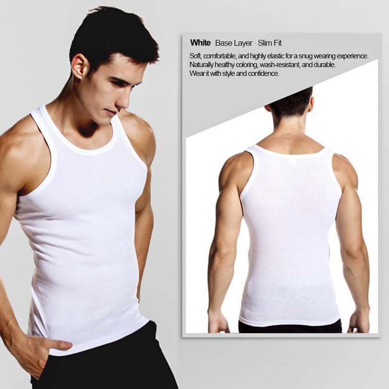 Undershirts for Men & Women, Cotton Soft Tank Tops, Stretchy and Breathable Sleeveless Shirts, White2