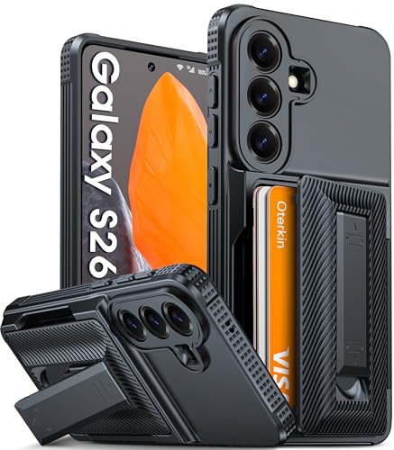 Oterkin Funda tipo cartera para Samsung S26, tarjetero integrado (4-5 tarjetas) y soporte, [bloqueo RFID] [protección completa de la cámara] [grado militar a prueba de golpes] funda resistente para