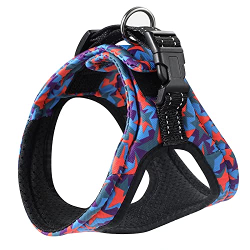 Dog Vest Harness, No-Pull Adjustable Velcro with Soft Sponge Pad and Reflective Handle Belt Metal Leash Hooks for Puppy Small Dogs with Chest Size 15.7" -17.7" (S, Geometry Star)