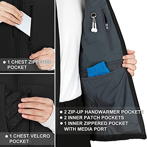 33,000ft Mens Softshell Gilet Activewear Vests Windproof Fleece Lined Outerwear Zipped Pockets Sleeveless Softshell Jacket for Leisure, Golf, Travelling Black L - Image 5