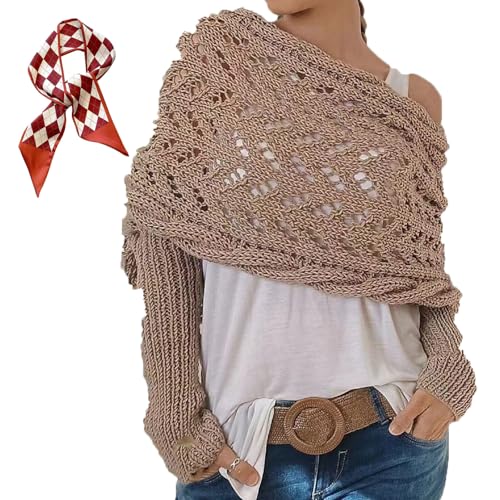 Knitted Scarf with Sleeves for Women, Multifunctional Scarf with Sleeves, Scarf with Sleeves Crochet Pattern