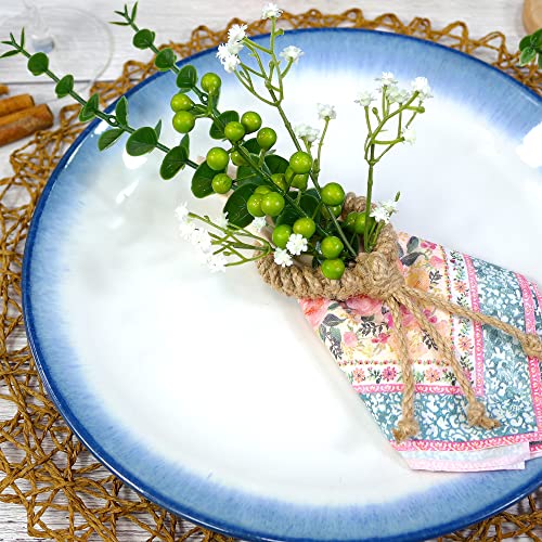 Qnneff Eucalyptus Napkin Rings Set Of 6 Rustic Farmhouse Napkin Rings Greenery Napkin Rings Holders Jute Rope Serviette Rings Spring Green Leaf Wedding Party Family Gathering Dinning Table Setting #TOP5