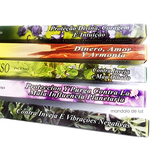 Kit 5 Incensos Hem Alecrim, Canela, 7 ervas, Alfazema e Arruda - 40 varetas