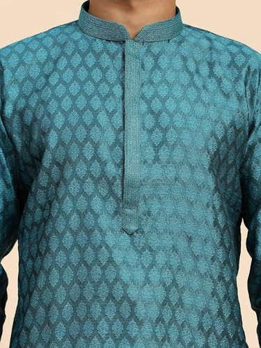 Image of AMAZON BRAND - Aanrva Men's Silk Blend Kurta Pajama Set | Traditional Indian Ethnic Wear for Wedding, Festival, Puja & Party