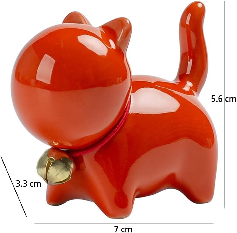 Cute Ceramic Cat Status, Mini Size Lucky Ceramic Kitty for Desktop Bookshelf Study Room Home OfficeTea Table Decoration Collectible Figurines Decor (Green) image 5