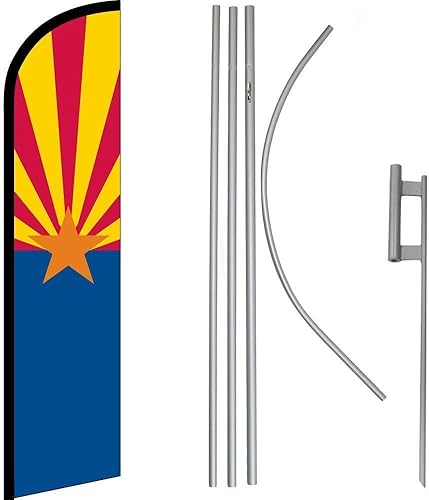 Premium Arizona State Windless Flag & 16ft Flagpole KitGround