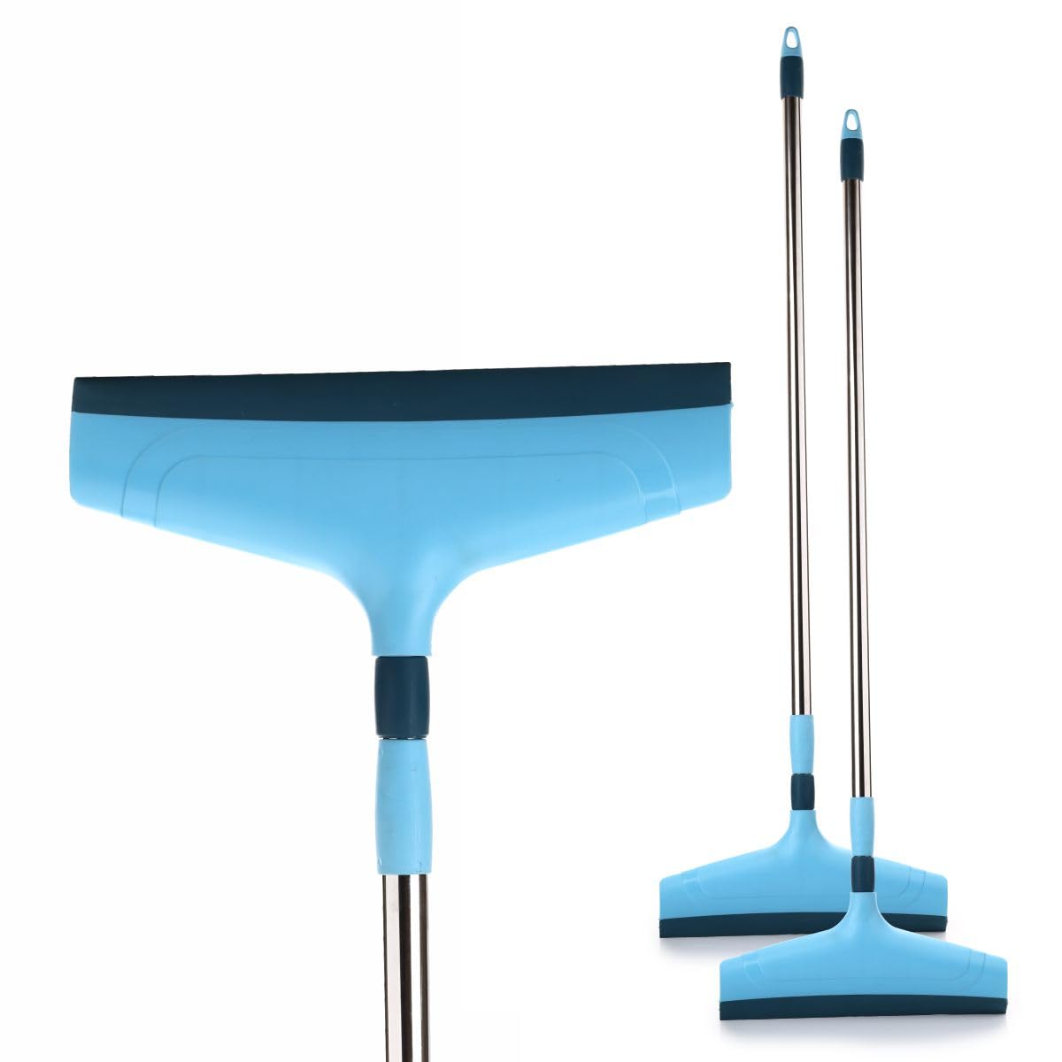 Homeor Plastic Floor Squeegee Wiper with Telescopic Handle Durable, Ergonomic, and Efficient Cleaning Solution for Sparkling Floors for Bathroom, Kitchen, 30 CM, Pack of 2, Blue-image-21