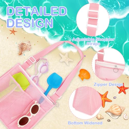 Image of Fammart Mesh Beach Bag for Women, Large Beach Toy Pool Bag with Zipper Pocket, SandProof Cruise Essentials 2026 Family Travel