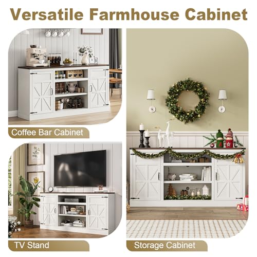 Xvd66farmhousecoffeebarcabinetwithchargingstationsideboardbuffetcabinetwithlargestoragewoodbuffetstoragecabinetwithadjustableshelvesforkitchenlivingroomrusticwhite Urban Country Home Decor Xvd 66 farmhouse coffee bar cabinet with charging station sideboard buffet cabinet with large storage wood buffet storage cabinet with adjustable shelves for kitchen living room rustic white urban country home decor