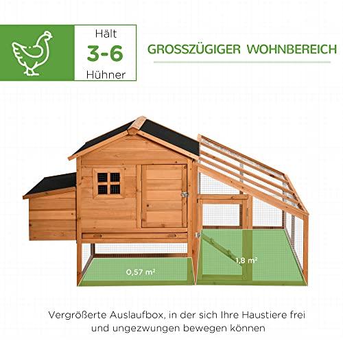 Pawhut Zwerghühnerstall Zwerghühnerhaus mit Nistkasten Zwerghühnervoliere mit Asphaltdach Gehege Geflügelstall… – Bild 5