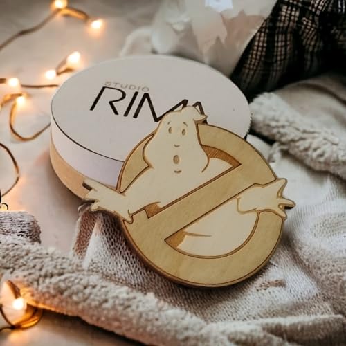 Sous-verres en bois Ghostbuster x6 protège table 8,9 cm - 3