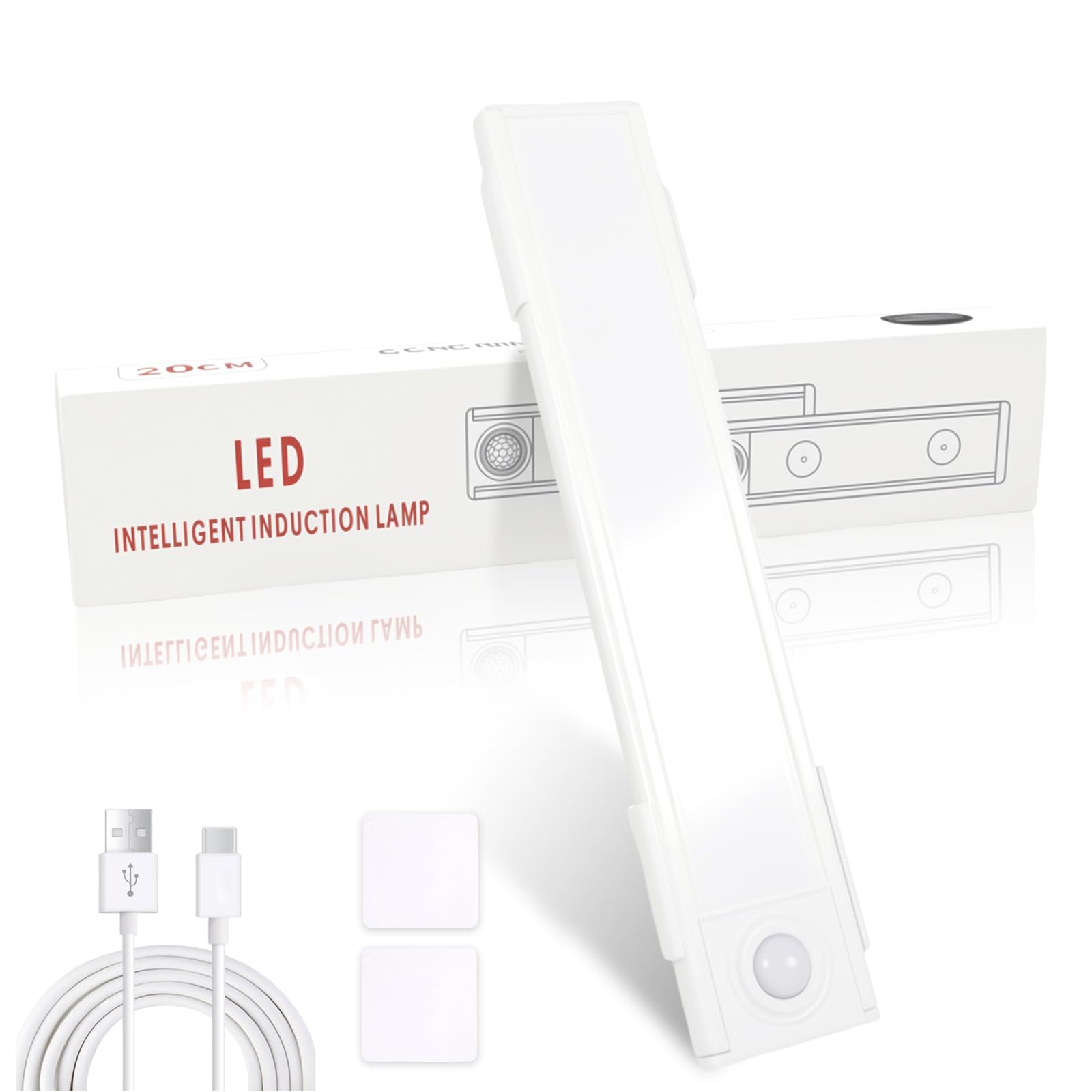 YAPJOY 20cm Under Cabinet Kitchen Lights, Intelligent USB Rechargeable Light, Strip Night Lights Under Cabinet