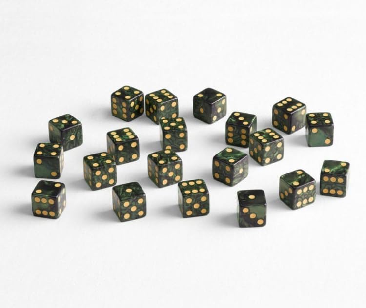 Full Pack of D6s: Bottle green & Gold