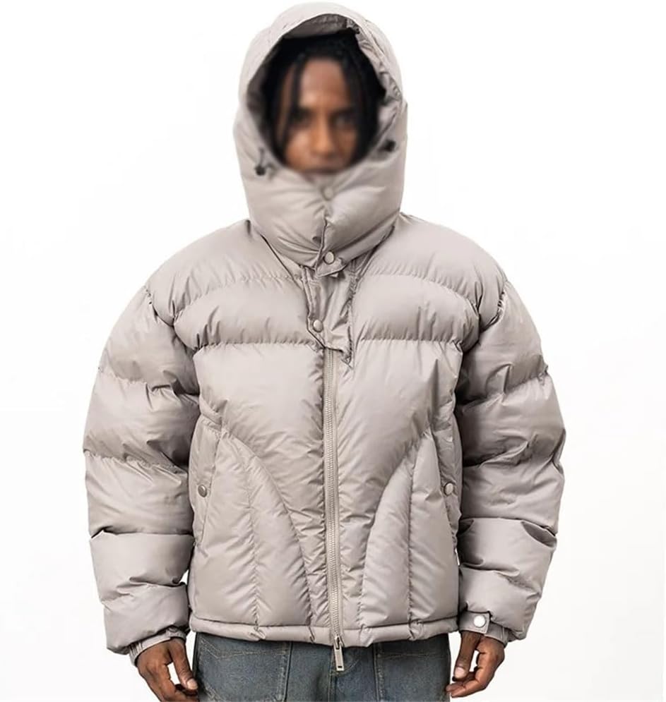 Neutral Casual Loose Warm Thick Down Jacket Hoodie Neck Winter