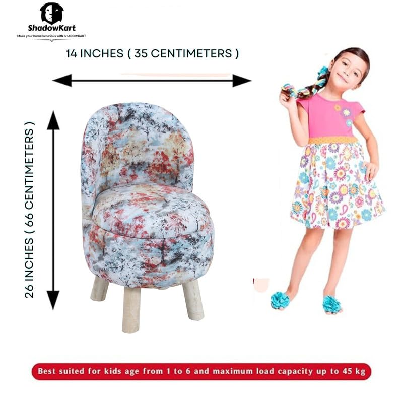 Image of Ottoman Kids pouffe Small Stool for Baby Chair Study Table Stool for Kids Room Baby Sofa Stepstool Children Cartoon Wooden Chair, 14x26 Inch, Multi