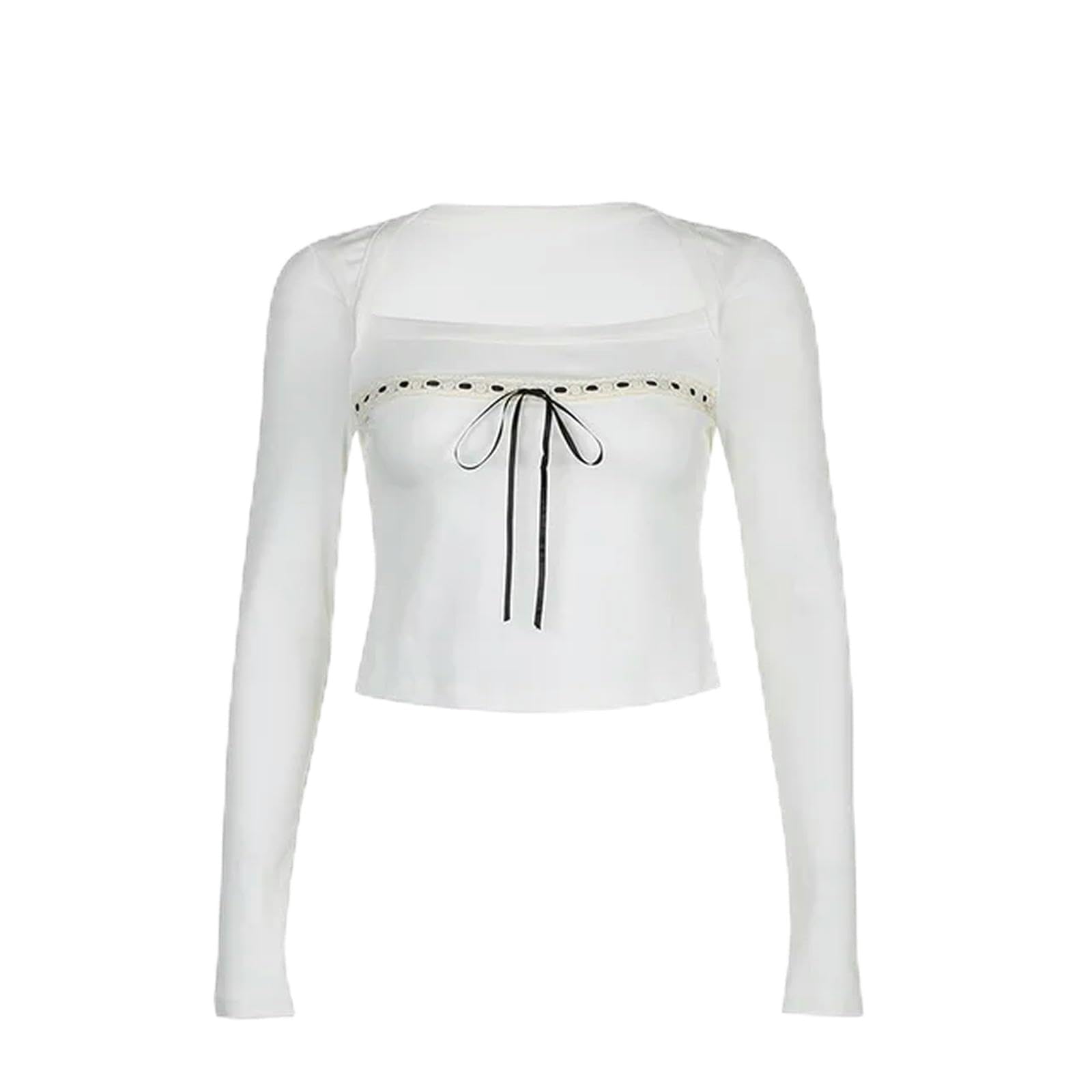 T-shirt grunge blanc fini les hauts basiques adoptez le patchwork doux