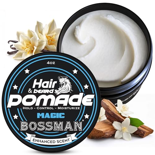 Bossman Hair & Beard Pomade for Men (Magic Scent) – Medium Hold & Moisturizing for Hair, Beard & Mustache Styling – Made in USA