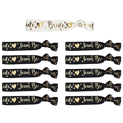 YSUVIN JGA Armbänder Set, 1 Bride und 10 Team Bride Armbänder, JGA Braut Accessoires für Junggesellinnenabschied, Hochzeit, Bachelorette, Brautparty, Haargummi Accessoires, Frauen Dekoration
