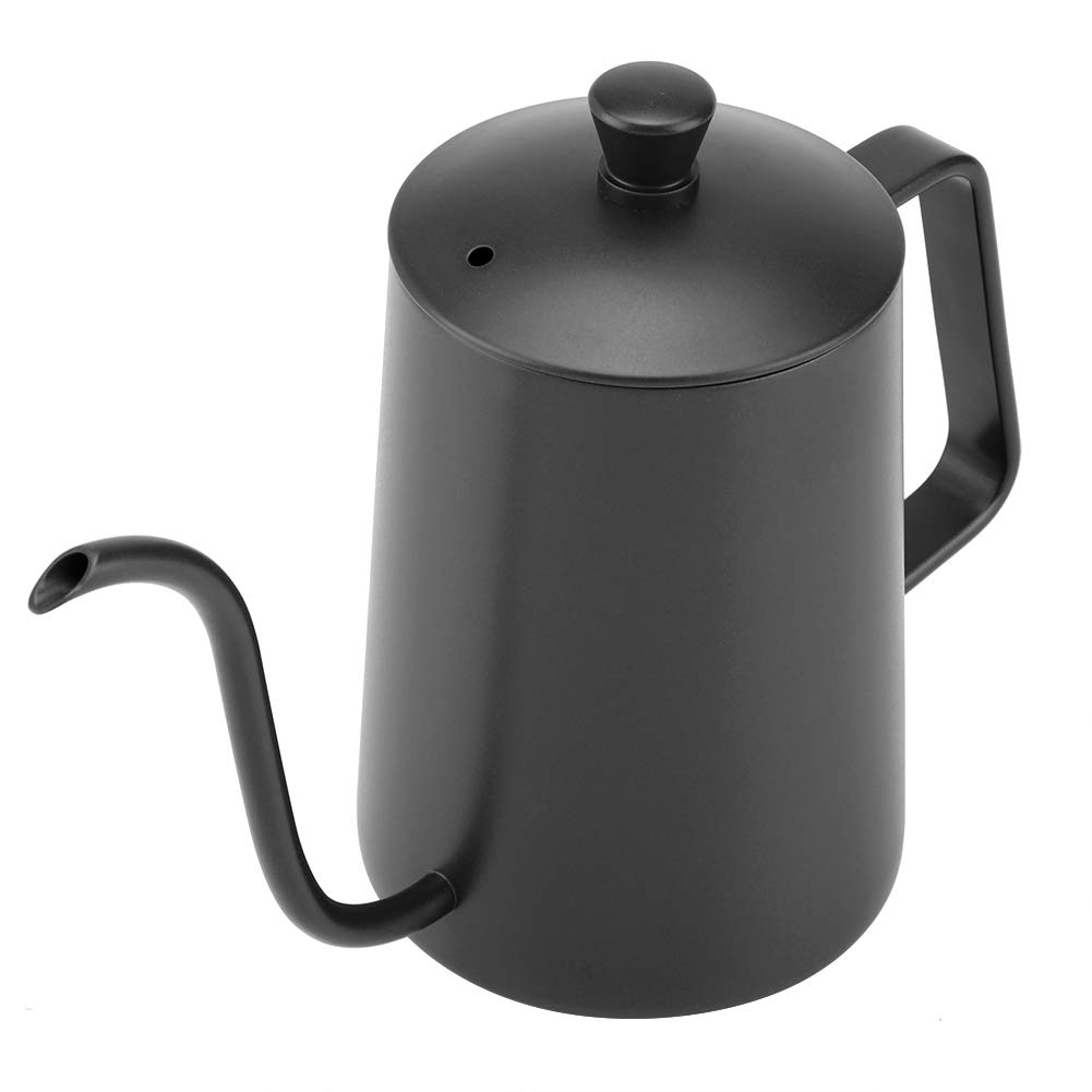 Czajnik do kawy nalewany ze stali nierdzewnej o pojemności 600 ml z gęsią szyją, termometrem i powłoką teflonową do precyzyjnego parzenia, zielony (Czarny)