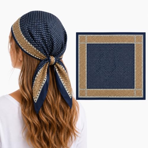 Image of Satin Square Head Scarf for Women, Floral Printed