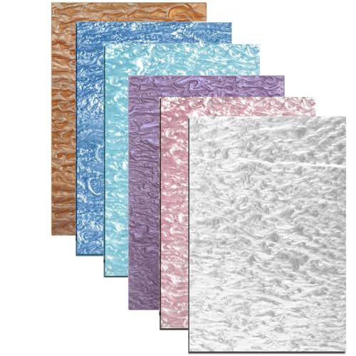Image of TOEPODO Pearlescent Ripple Cast Acrylic Sheets 1 /8inch Thick Marble Acrylic Sheets for Laser Cutting Plexiglass Sheets for Art Design DIY Crafts Home Deco (6, Light, 8x12 Inch)