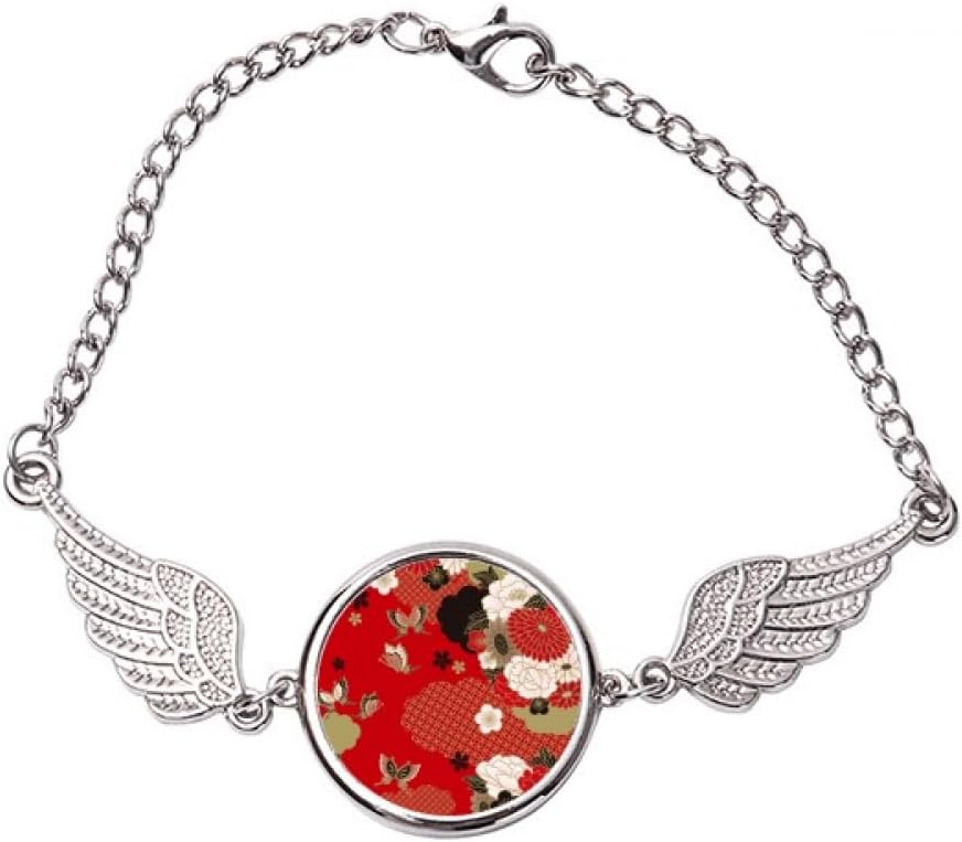 flower red Bracelet Wristband Angel Wings Bangle