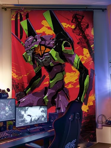 Image of ComicSense.xyz Unit-01 Printed Anime Tapestry, Anime Theme Backdrop for Wall Hanging Home Decor Bedroom Living Room - 83 X 53 Inches