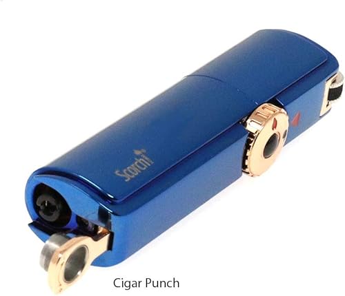 Miniatura 3 de Skyline - Encendedor de cigarrillos con triple chorro de llama con herramienta de corte de puros (azul)