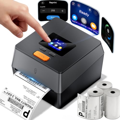 Image of Phomemo Shipping Label Printer with Touchable Screen & 3 Roll Labels