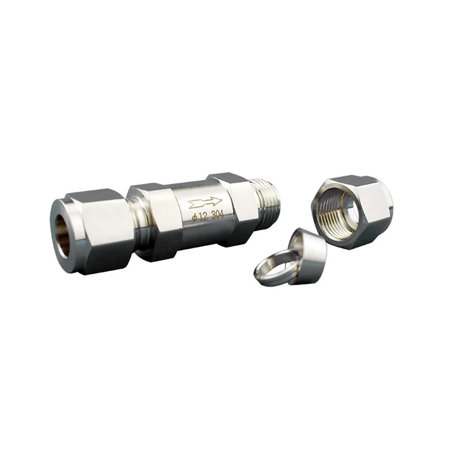 6MM 8MM 10MM High Pressure Stainless Steel Double Ferrule Check Valve Gas-Liquid Pipeline Instrument One-Way 1-80bar(10MM)