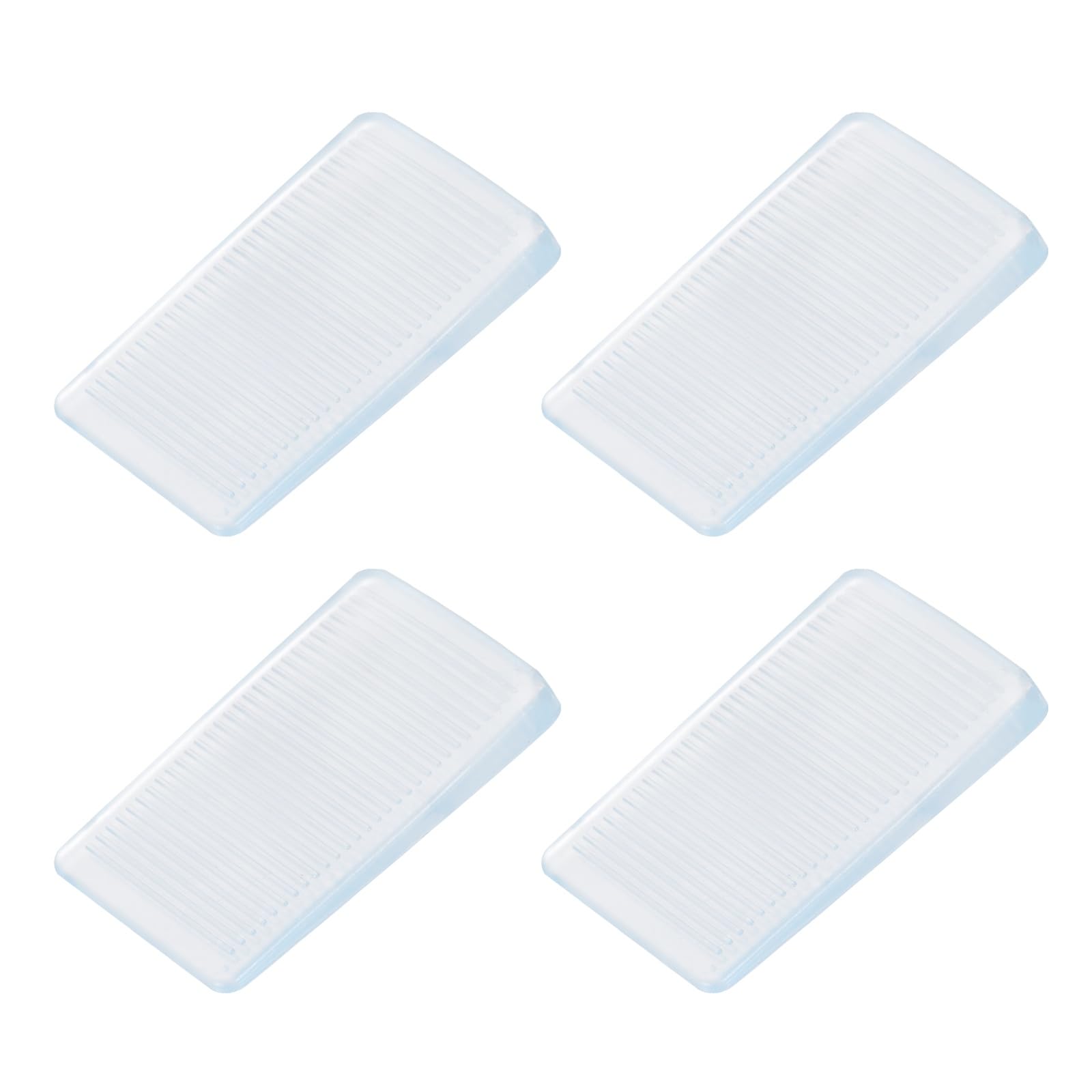 PATIKIL 4 Pcs Rubber Door Stop, 0.2 Inch Height Door Stoppers Wedge Thin Anti-Slip Doorstop for Bottom on Floor Solid Non-Scratching Floor Protectors for Wooden Floor Home, Transparent