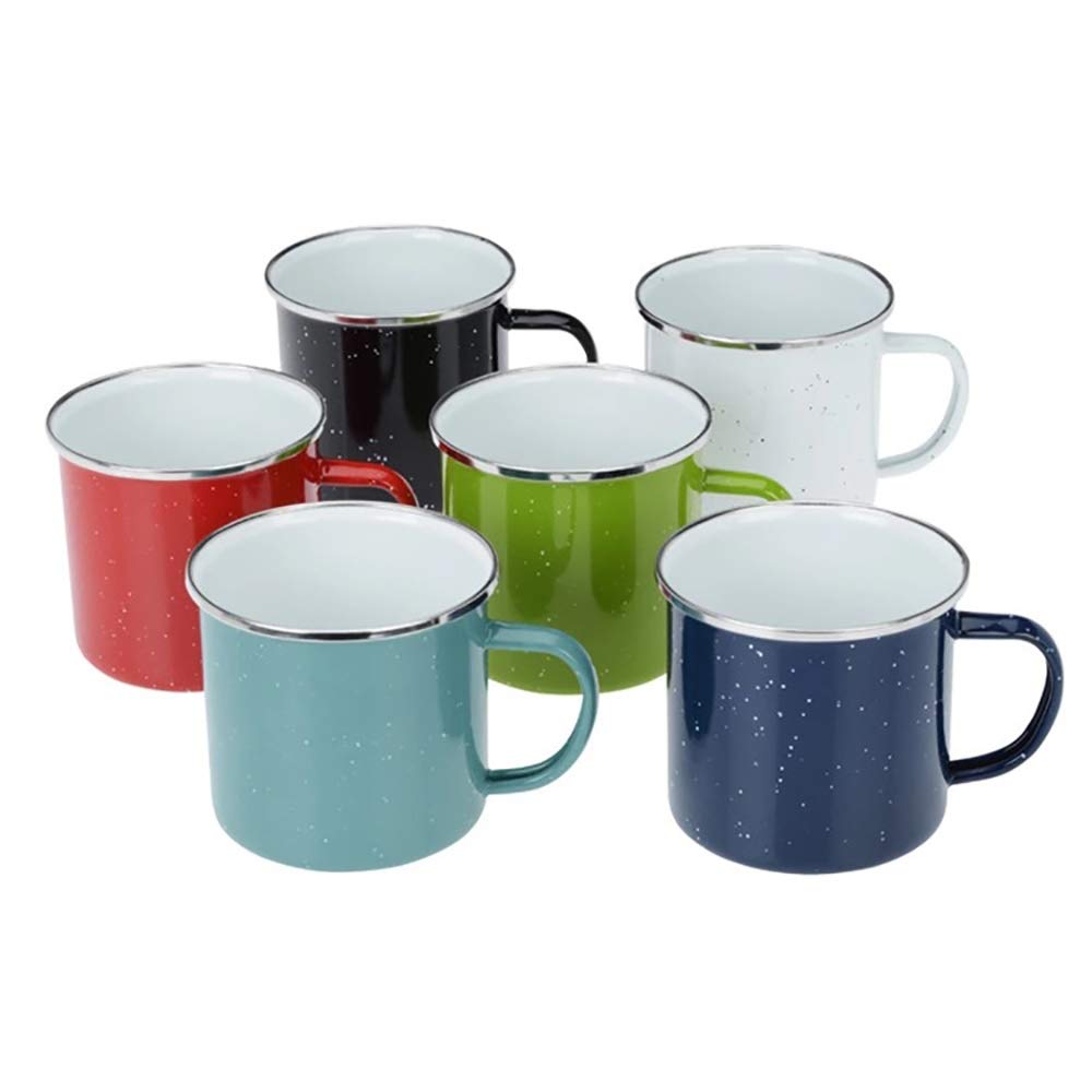 Stainless steel Edging Star-dot Enamel Cup, 6-piece Tea Cup Set, Cappuccino Cup,Camping Coffee Cup, Tea Cup Set, Coffee Cup, Porcelain Tea Set, Latte Cup, Espresso, Leisure Cup, Multi-color.