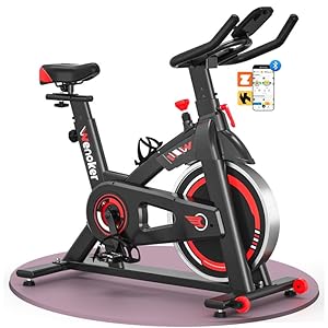 Exercise Bike App Compatible, Wenoker Spin Bike Indoor Cycling Exercise Equipment for Home Gym Use, 350lbs Weight Capacity Fitness Bike