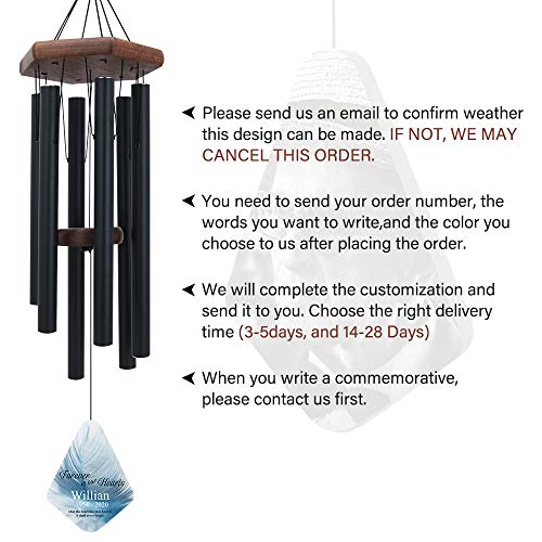 Image of Memorial Wind Chimes Outdoor Deep Tone, 44 Inches Sympathy Wind Chimes with 6 Tubes Tuned Bass Tone, Personalized Wind Chimes Outdoor for Wedding, Anniversary, or Other Occasions