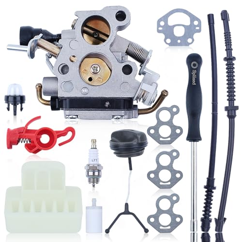 Adefol Kit de carburador para Husqvarna 135, 135e, 140, 140e, 435, 435e, filtro de combustible, junta, bujía y filtro de aceite. Repuesto 5064505-01