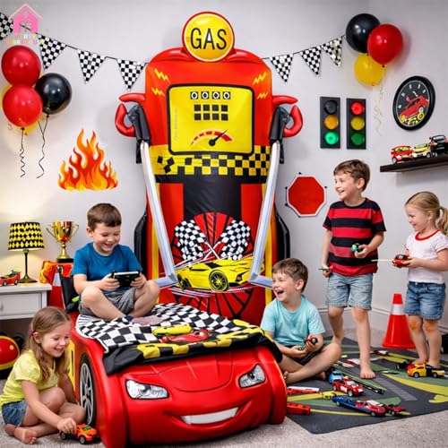 Image of Party Warehouse Racing Car Gas Standee Balloon for Kids Birthday Party Decoration|Large (XL) size Self Standing Foil Balloon| Car Theme & Birthday party supplies|Boys Birthday, Racing Theme Decoration