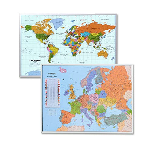 Bacheca in sughero, con 12 bandierine, 90 x 60 cm