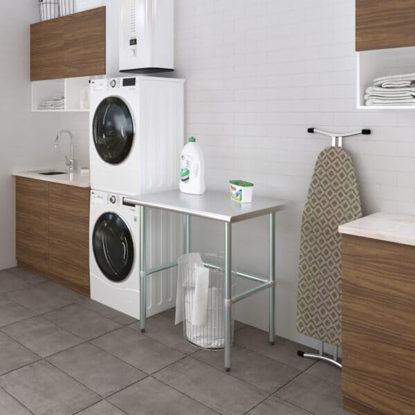 3634 x 3034 open base stainless steel work table  nsf certified heavy duty commercial prep table with galvanized legs for kitchens labs amp utility rooms