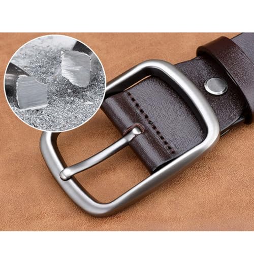 Cowhide Leather Belt, Stainless Steel Metal Pin Buckle, Extra Large Size, Adjustable Length, 38mm Width, Gift for Men3