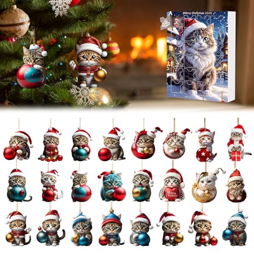 ELLXEN Weihnachtsbaum Katzen Anhänger 2025, Exklusiv Weihnachts...