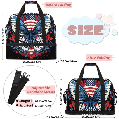 Large Weekender Overnight Bags Abstract Butterfly Flag Travel Duffel Bag for Women Men Gym Bag With Shoe Compartment Foldie Travel Tote Bag Carry On Personal Item Bag for Travel Gym Sports2