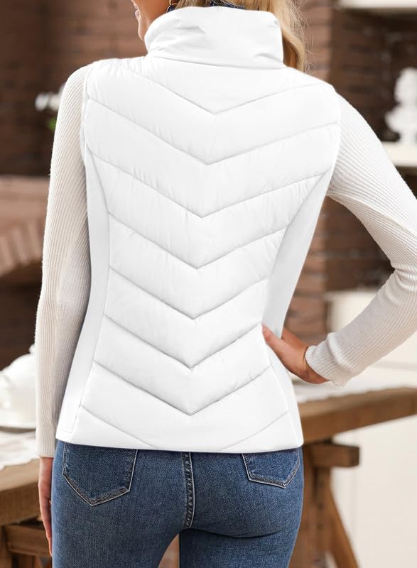 Dokotoo Puffer Vest Women Sleeveless Zip Up Outerwear Stand Collar Quilted Vest Warm Winter Jackets Coats with Pocket2