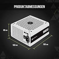Corsair RM850 (2021), RM Series, 850 Watt 80 Plus Gold Vollmodulares ATX-Netzteil (Drei EPS12V-Anschlüsse, Leisen Betrieb, Zero RPM-Lüftermodus, Auf 105 °C ausgelegte Kondensatoren) Weiß – Ansicht 7