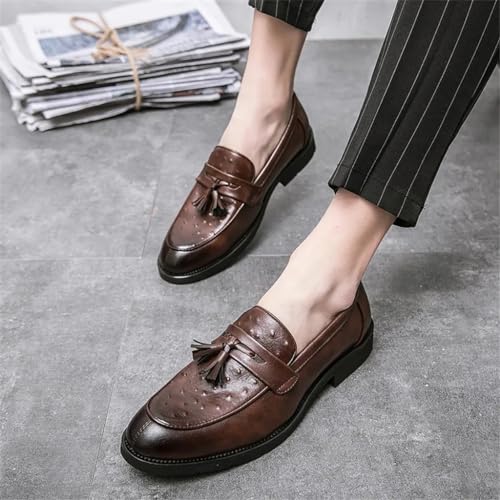 FMURY Mens Loafer Leather Big Size Slip On Men Dress Shoes Wedding Formal Shoes4