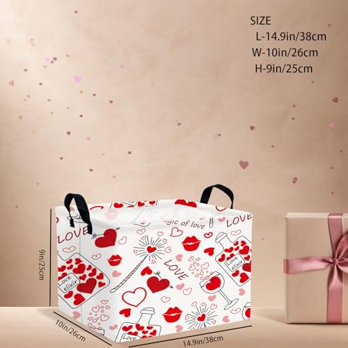 Image of Cute Heart Valentine's Day Basket Gifts Empty Storage Basket for Kid and Baby Room Decor (Red Love Bottle)