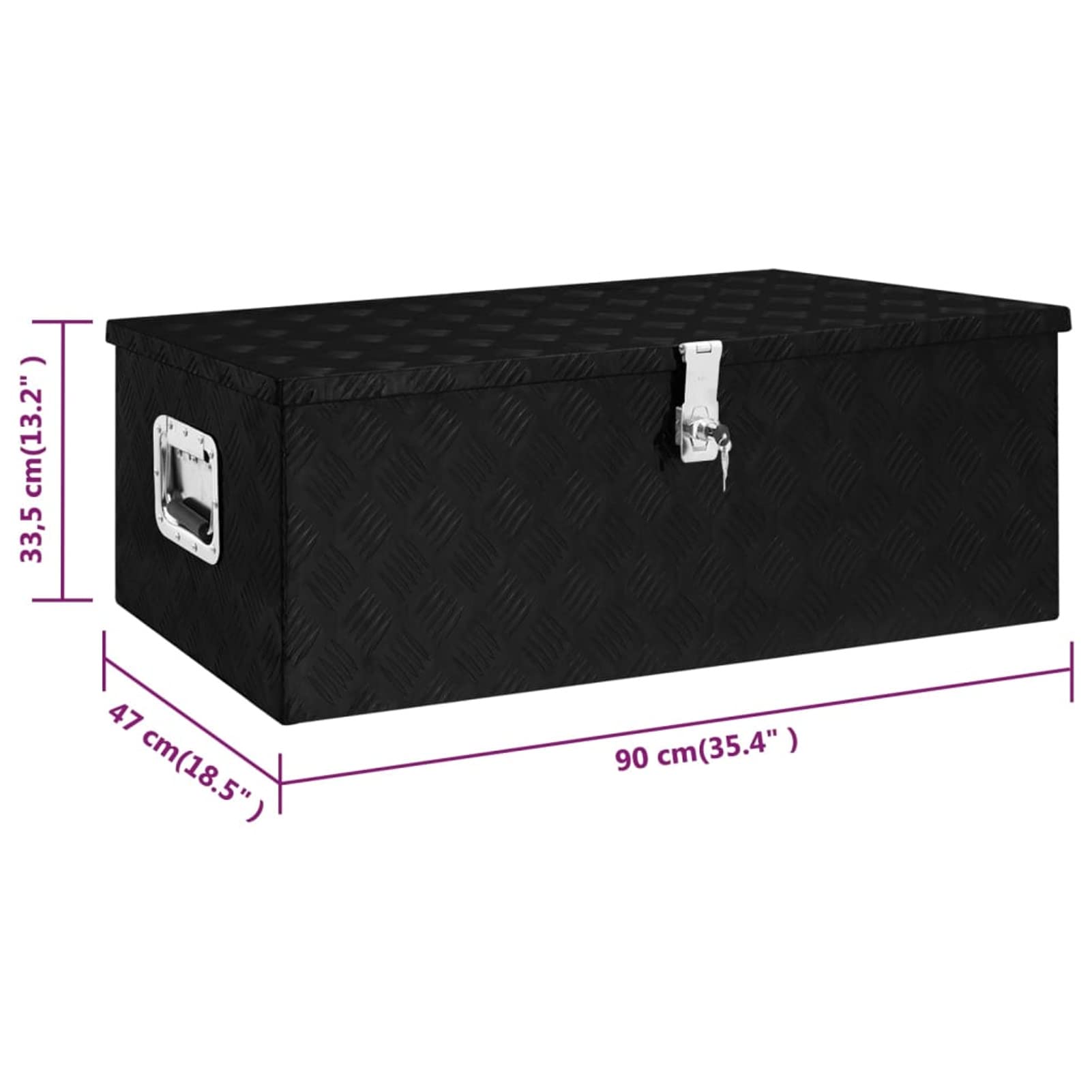 Homgoday Contenitore Portaoggetti Nero 90x47x33,5 cm in Alluminio, Cassapanca Contenitore da Esterno, Baule da Giardino Esterno