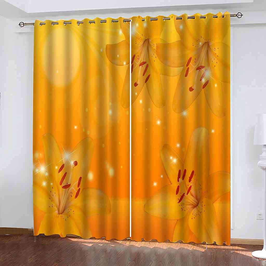 Rideau occultant isolant thermique salon moderne rideaux phoniques lys orange 200x214 cm