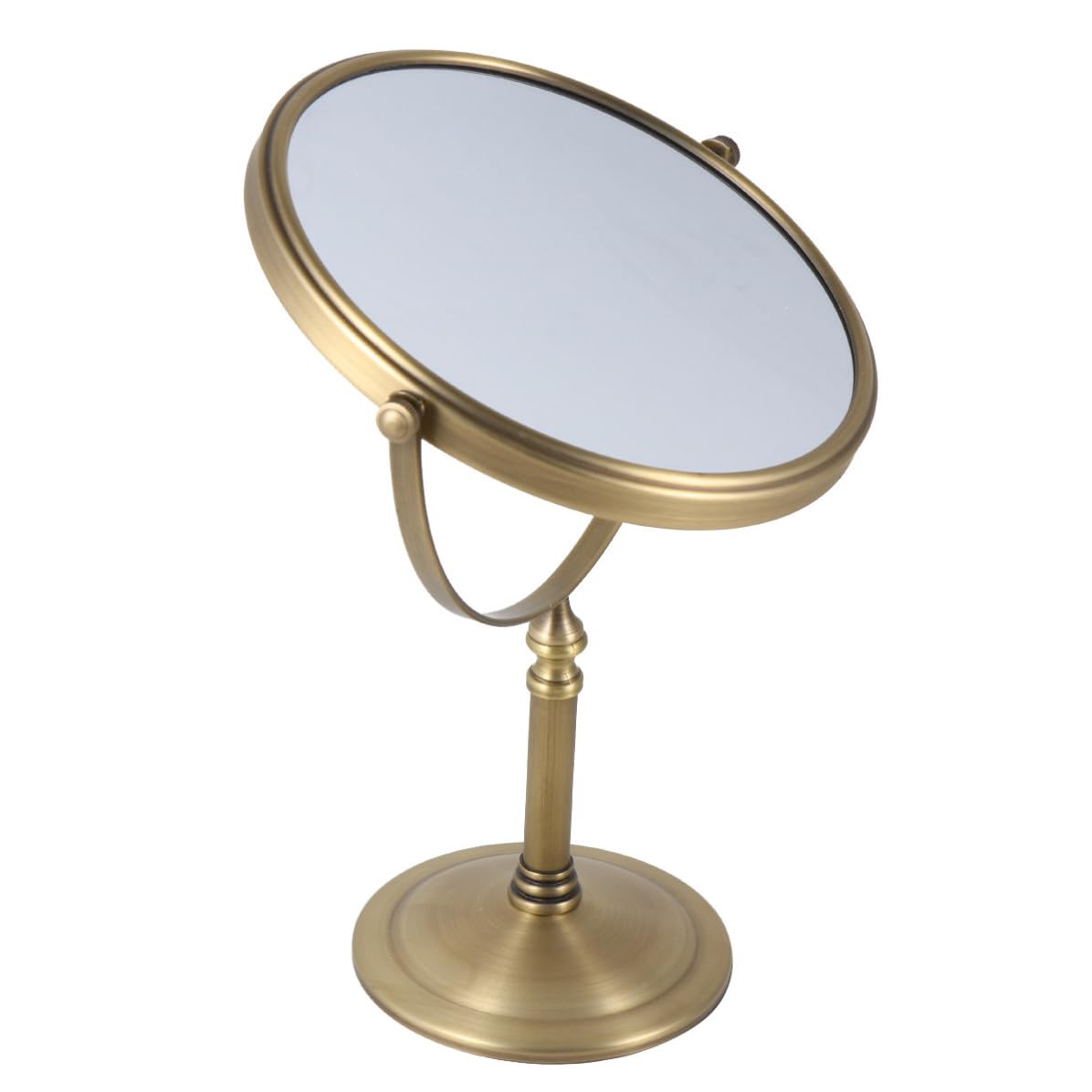 TOPBATHY Espejo de Maquillaje de Mesa Aumento 3X Doble Cara Diseño Antideslizante Metal y Vidrio para Uso en Casa
