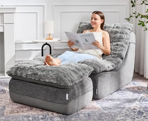 Catálogo para Comprar On-line Sofa Reclinable del mes. 42 Hobestluk - Sofá de espuma para espacios pequeños, cómodos sofás con reposapiés, sofá reclinable, sofás pequeños para sala de estar, recámara, departamento (gris)